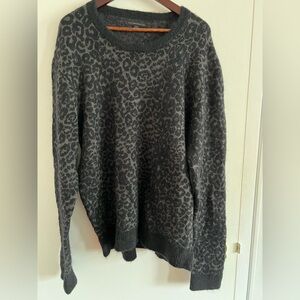 John Varvatos Mohair blend Gray Leopard Print Sweater